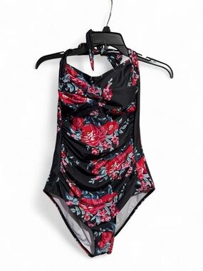 Black Floral One-Piece Swimsuit